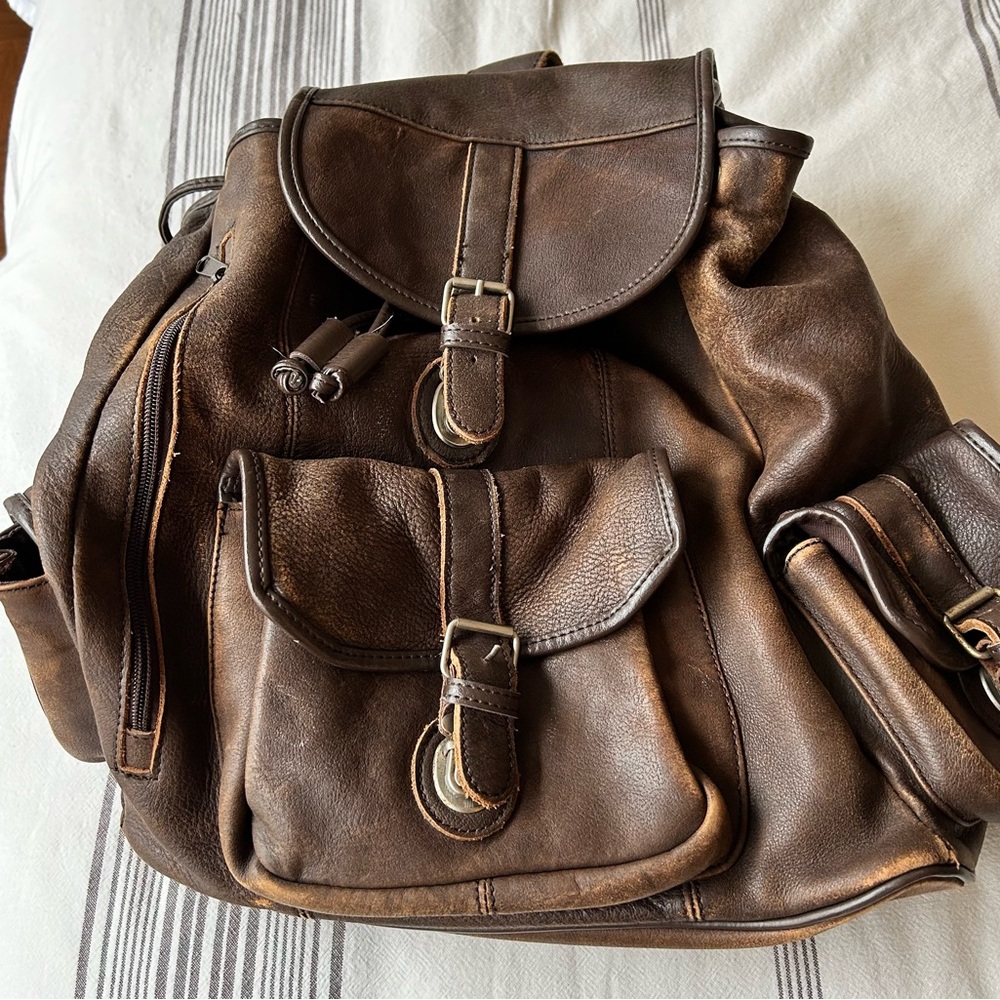 Brown Leather Backpack